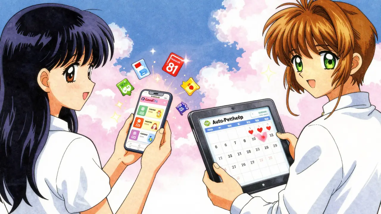 Split screen anime of human and pet using apps for cheap meds