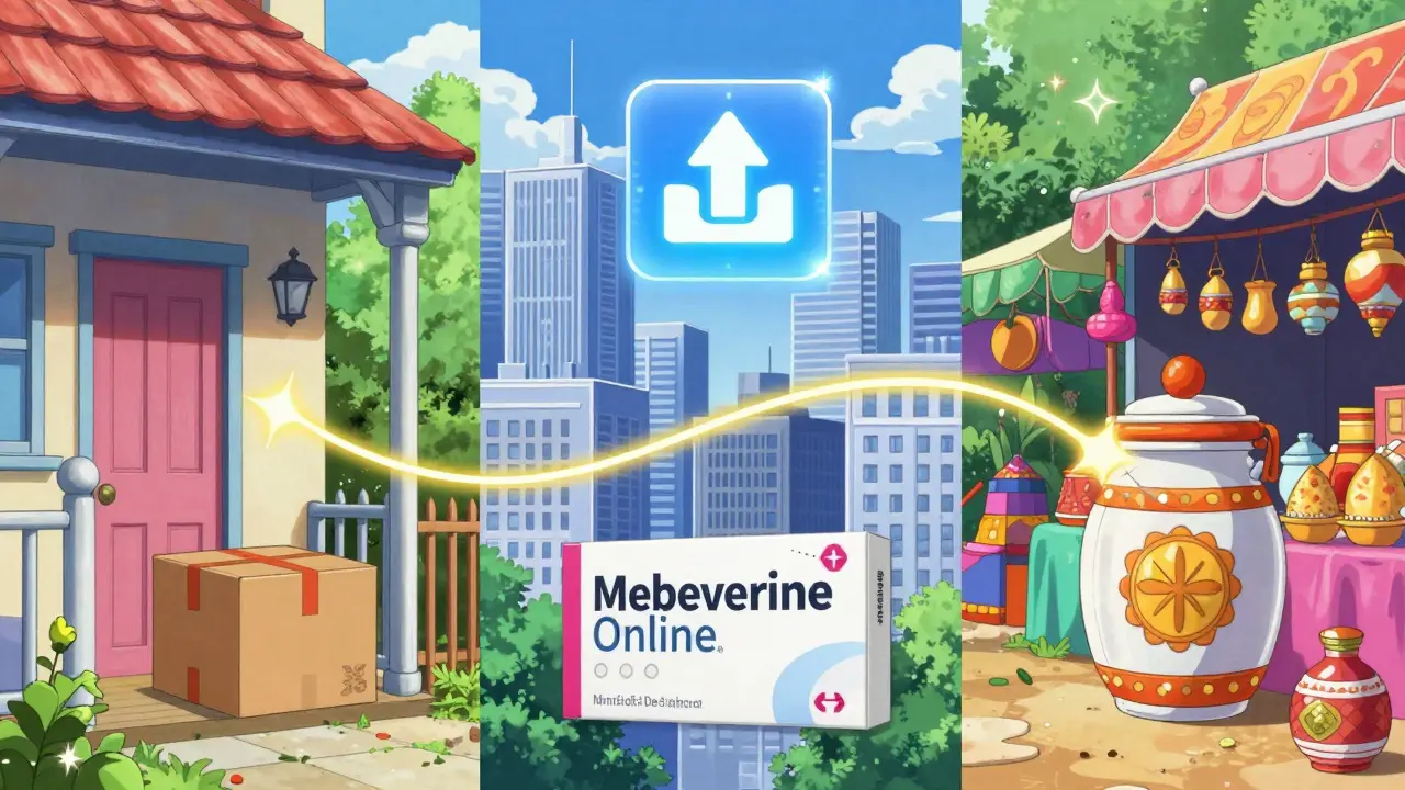 Anime art showing global online pharmacy options in UK, US, and India