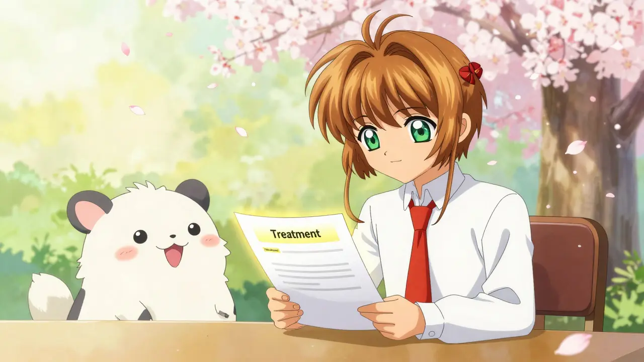 Anime characters reviewing clear medical consent forms