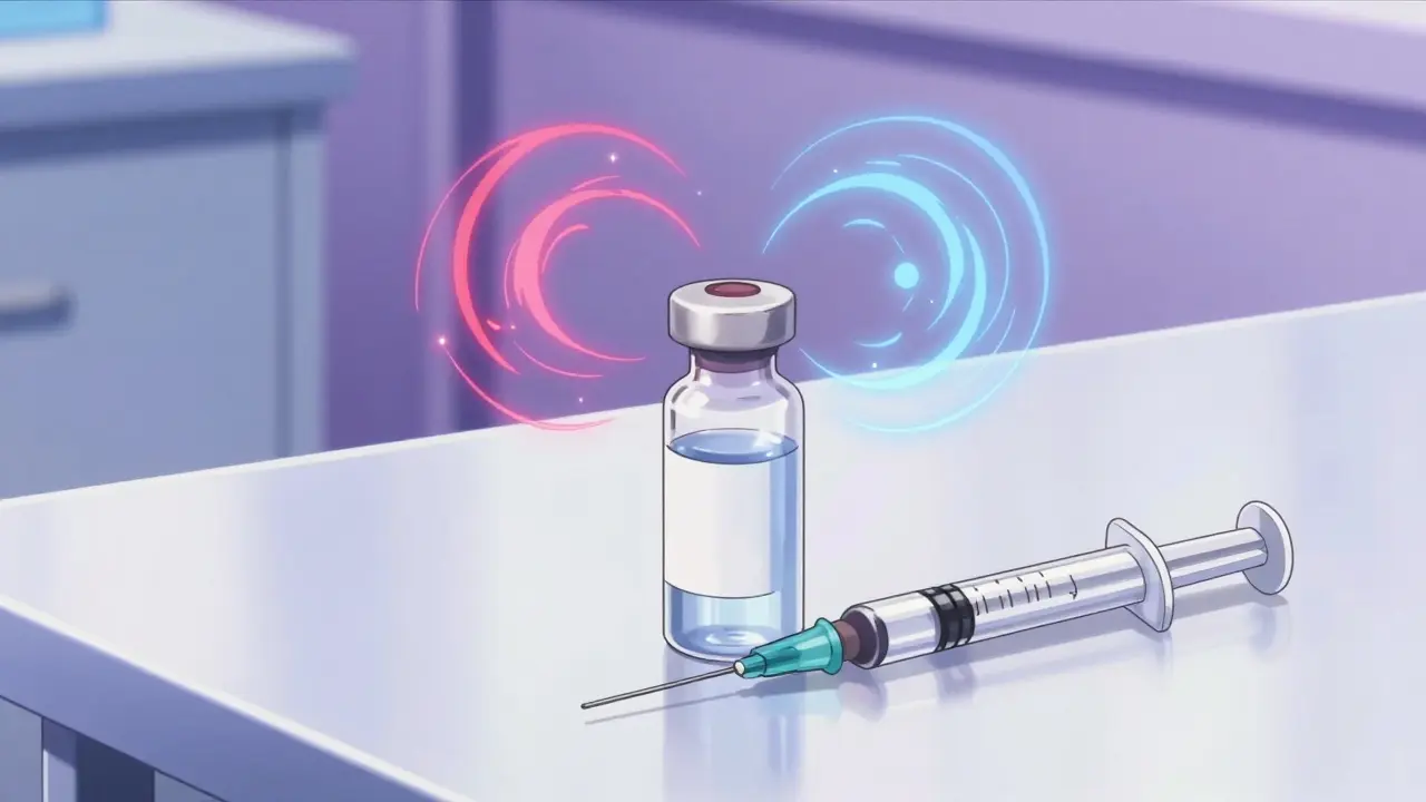 Magical anime vial and syringe showing safe injection preparation